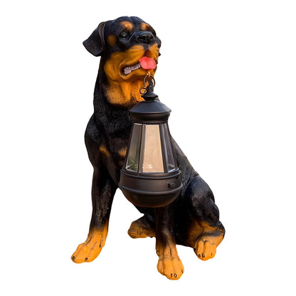 Resin Dog with Lantern Landscape Decor Solar Outdoor Lights | Kalsten