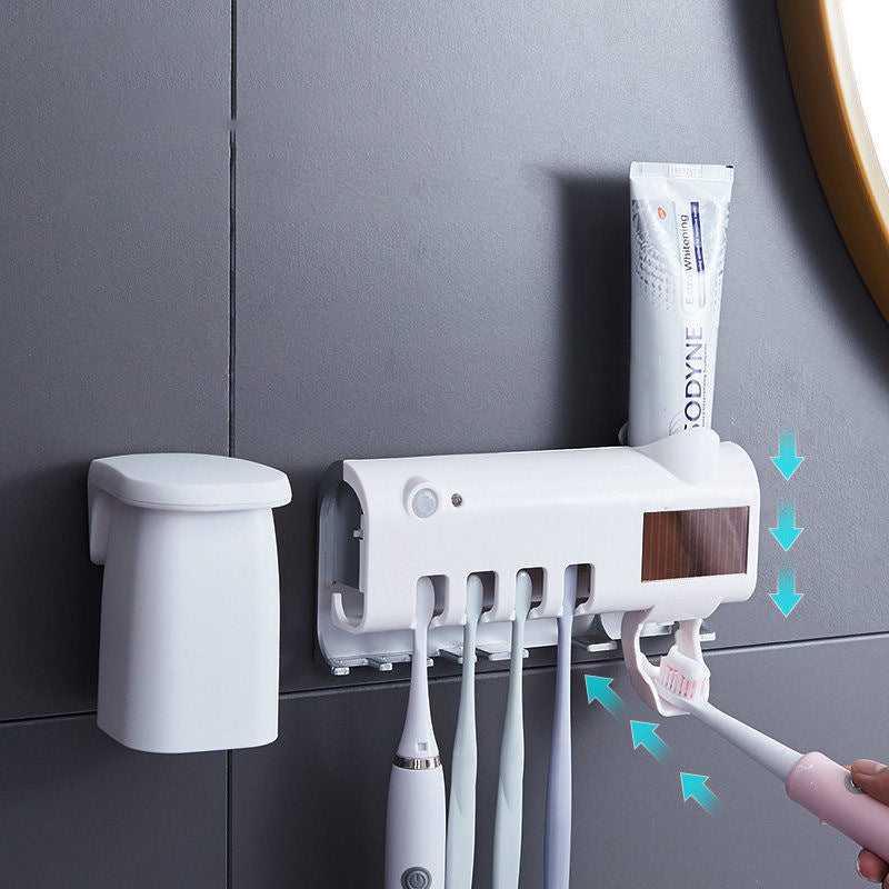 Smart UV Light Sterilizer Toothbrush Holder, Wall Mounted Toothpaste Dispenser | Skanto