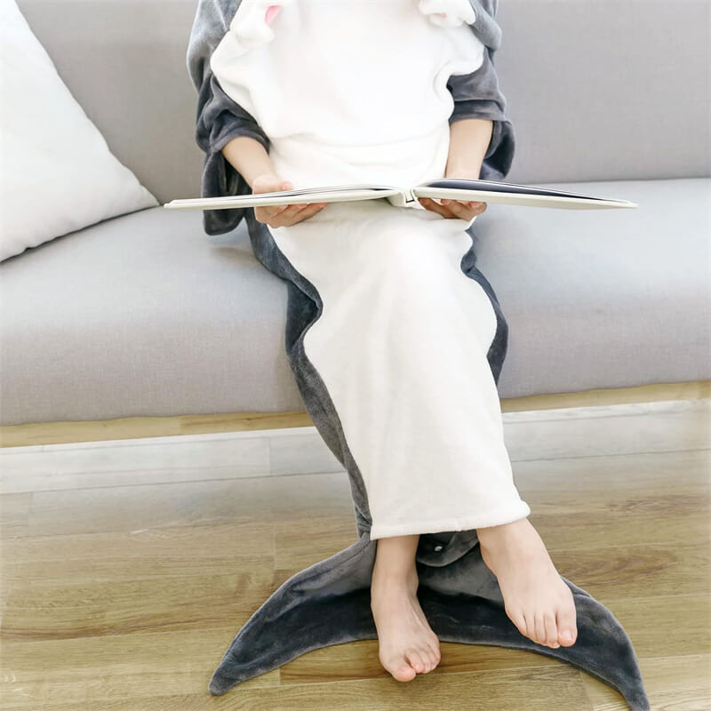 Plush Shark Blanket Hoodie – Comfortable wearable blanket