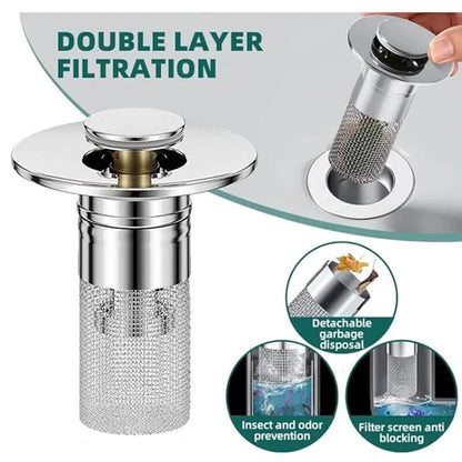 Drain filter stainless steel with pop-up mechanism | Karnz