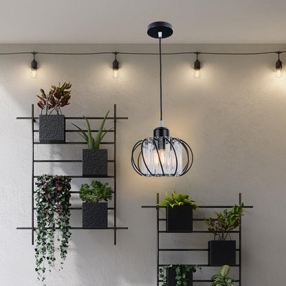 BowLift | Pendant Light Black Glass Globe Ceiling Fixture