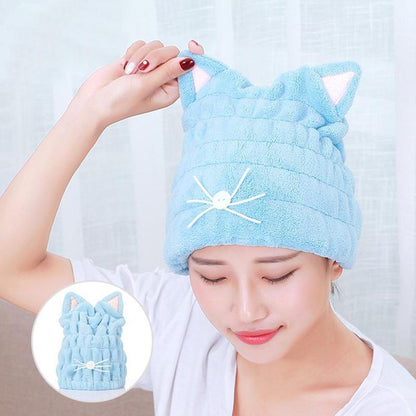 BowLift | Cute Cat Ears Hair-drying Towel Bath Cap