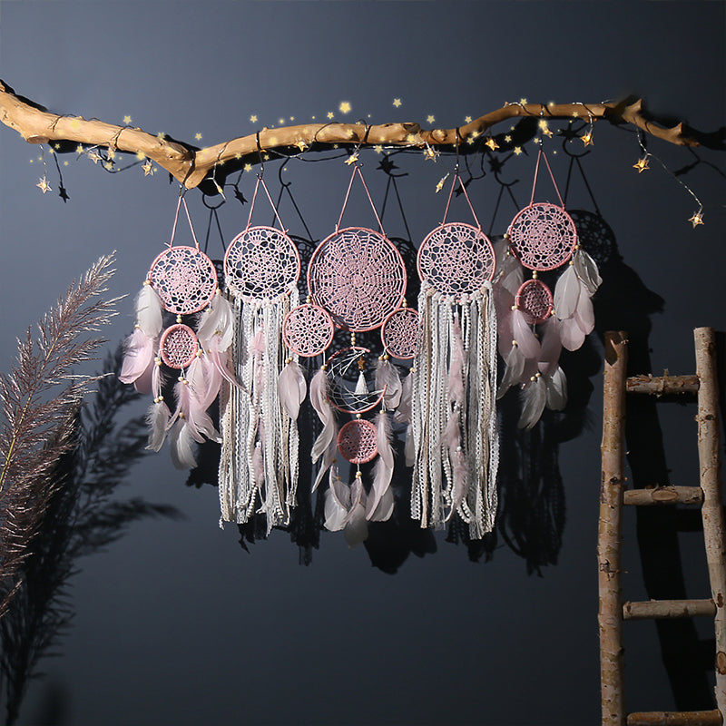 Dreamcatcher Moon and Stars Hanging Above Bed (5 PCS) Skanto