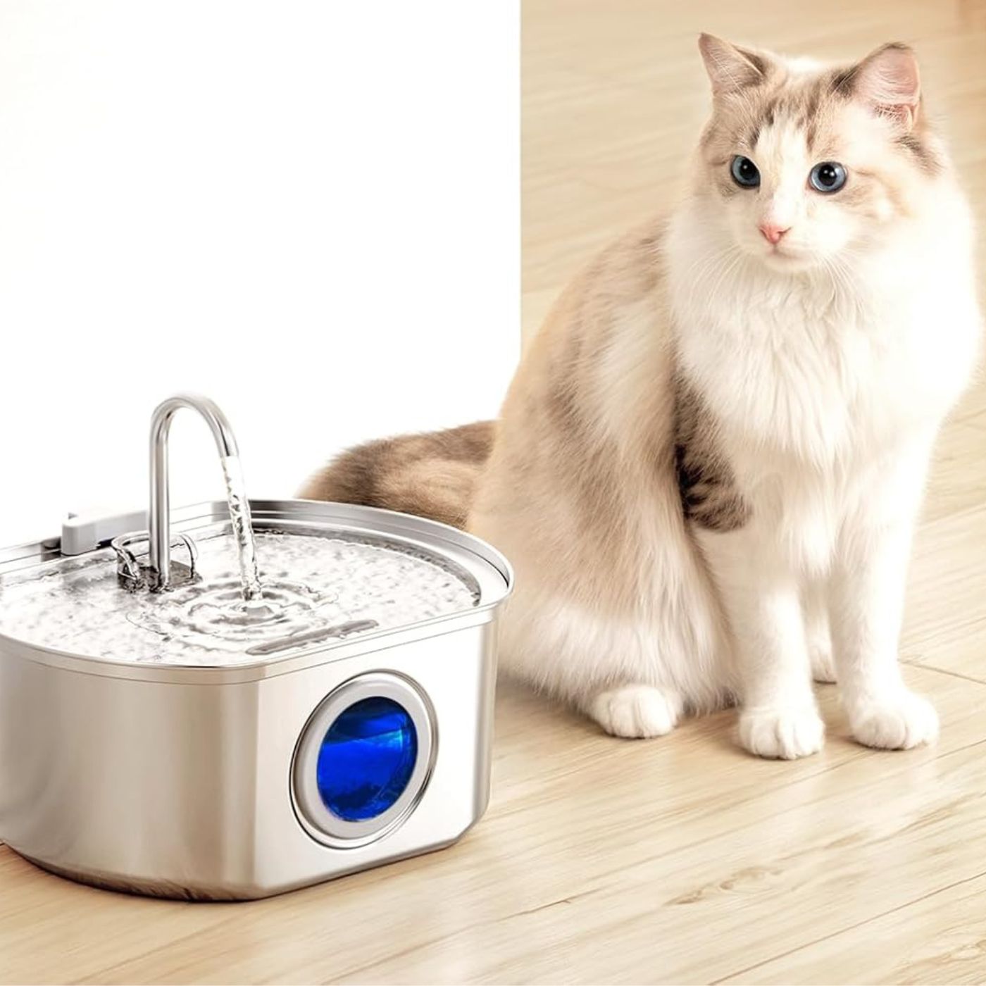 Skanto | Skanto Felindra Cat Water Fountain | Stainless Steel | Flowing Water for Better Hydration | Quiet & Hygienic | 2,5 L Capacity