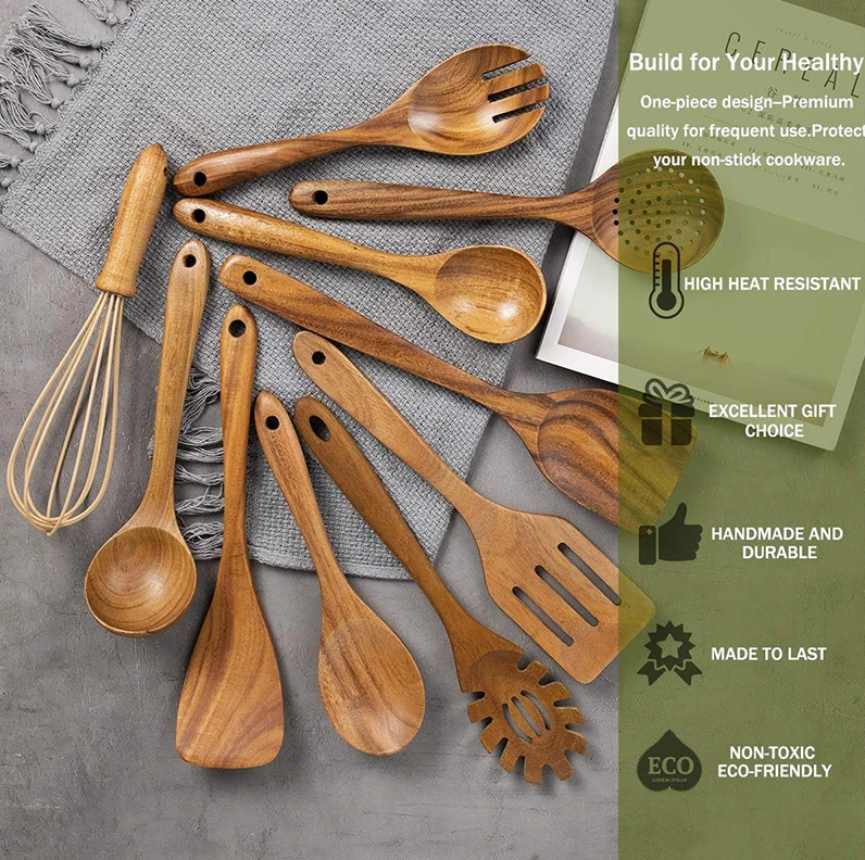 Skanto | EcoWood Kitchen Utensil Set Made of Wood with 10 Pieces