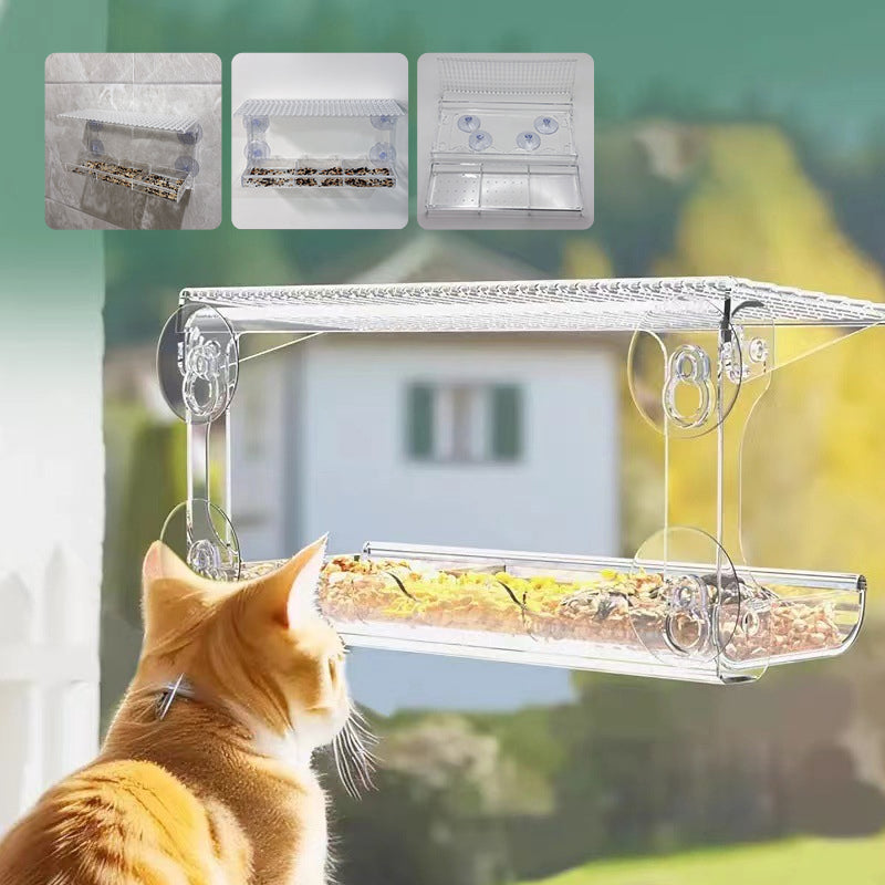 Skanto | Outdoor Clear-Window-Suction-Cup-Bird Feeder