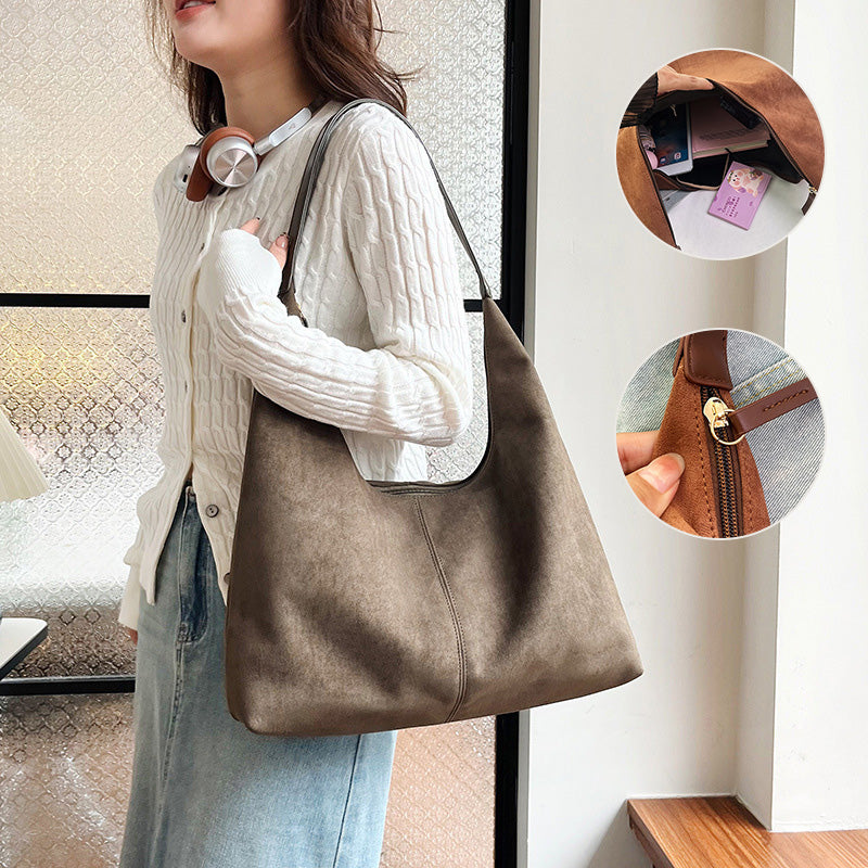 Skanto | Suede Underarm Bag with Large Capacity