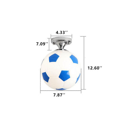 Skanto | SportLume Creative Ceiling Light | Basketball & Soccer Design | Semi-Flush Mount | Glass Lamp