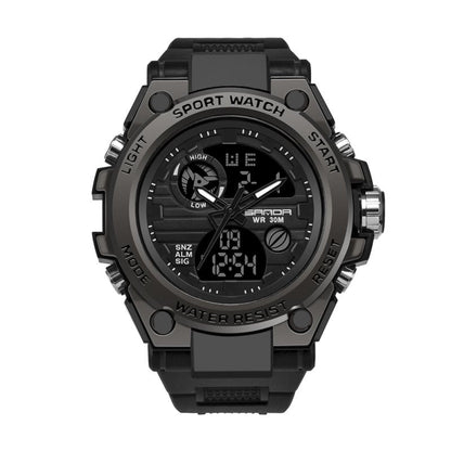Sporty men's wristwatch with dual display mode, multifunctional, waterproof and luminous