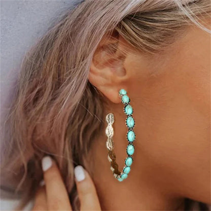 BowLift | Vintage C-Shaped Turquoise Hoop Earrings