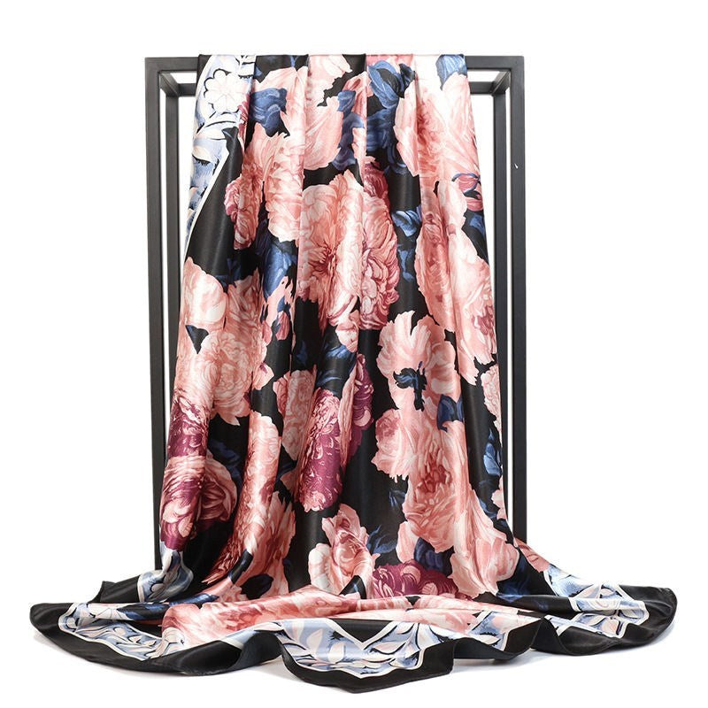 Skanto Skanto | Large Square Scarf Simulated Silk Scarf Versatile Scarf Scarf