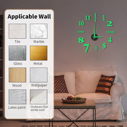 Luminous Frameless 3D Wall Clock Karnz