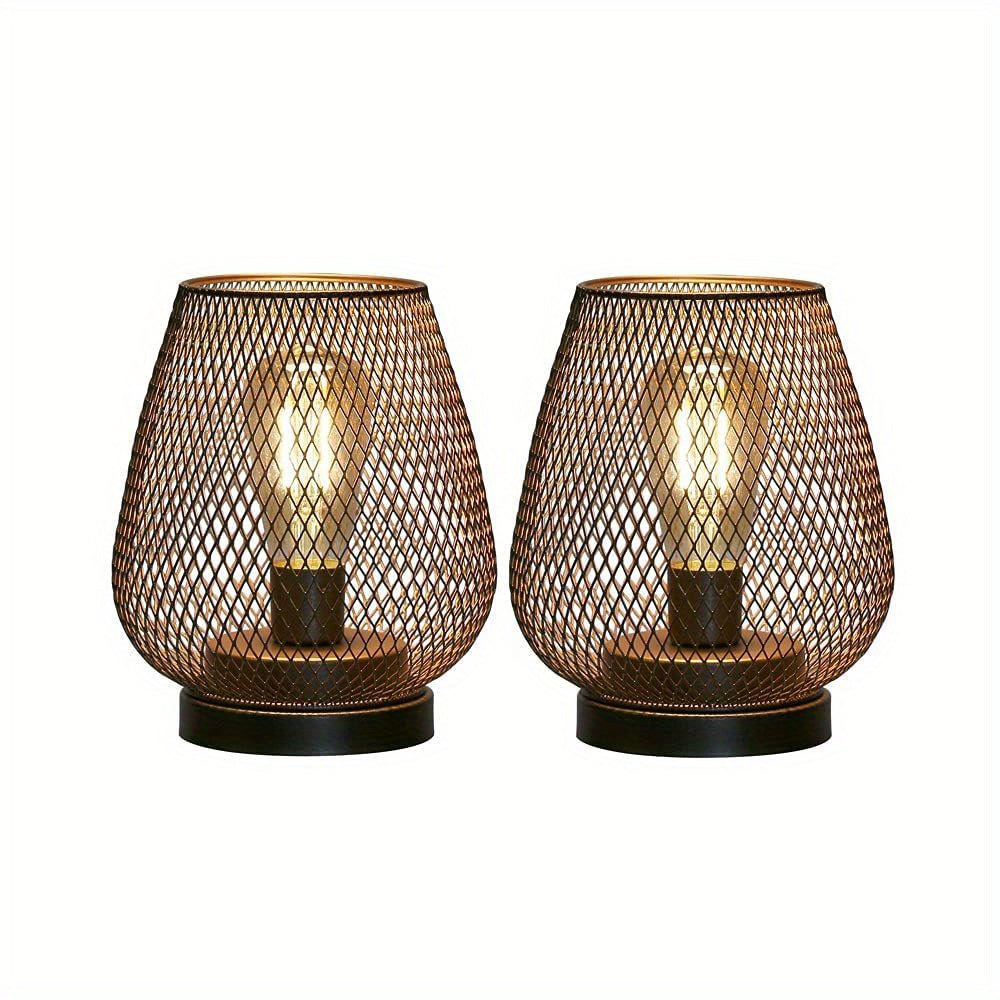 Sandsberg | Atmospheric Table Lamps | Warm Light in Metal Grid Design | 2-Piece Set