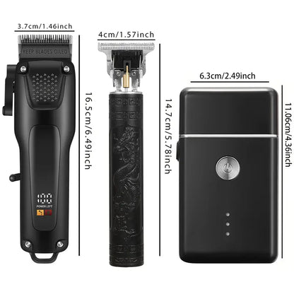 Kalsten | GroomMaster - 3-piece Professional Hair and Beard Care Set for Men, Wireless Trimmers with LED display, USB rechargeable