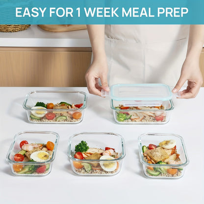 Skanto | 8-Pack Glass Food Storage Containers – Airtight Meal Prep Bento Boxes with Leakproof Locking Lids, Microwave, Oven, Freezer & Dishwasher Safe, BPA-Free