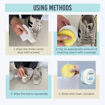 2-piece set white shoe cleaning cream – gentle stain remover for sparkling clean shoes!
