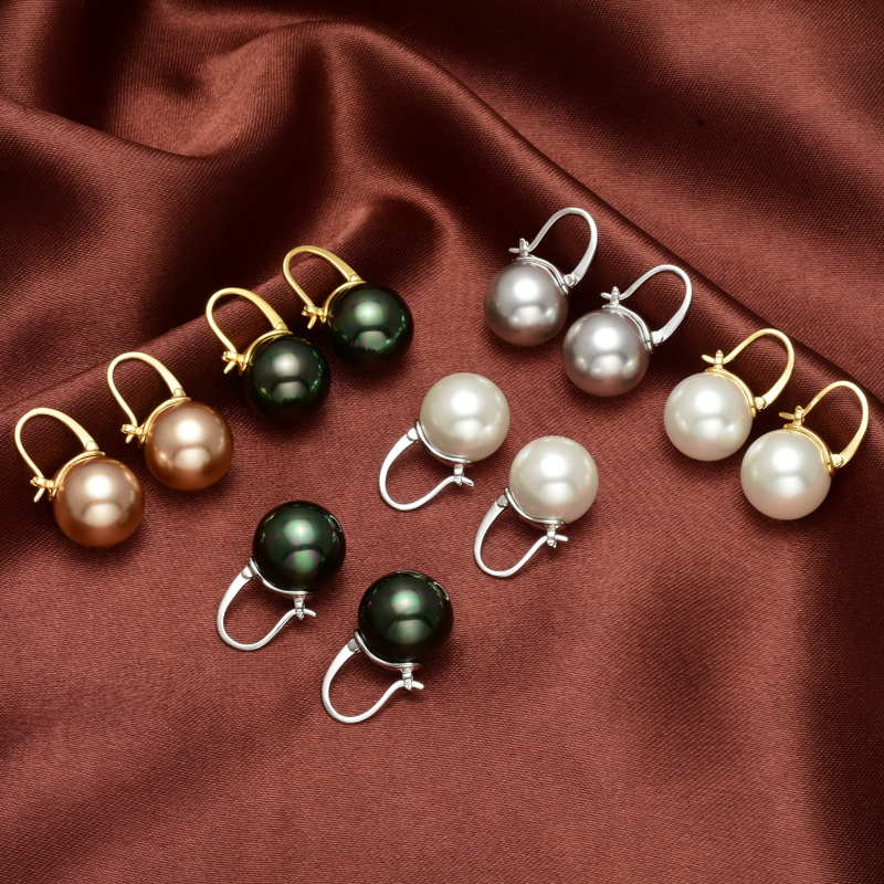 Skanto | Black Pearl Earrings Available in White Champagne Grey Gold and Black Pearl Dangle Earrings