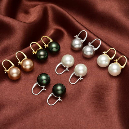 Skanto | Black Pearl Earrings Available in White Champagne Grey Gold and Black Pearl Dangle Earrings