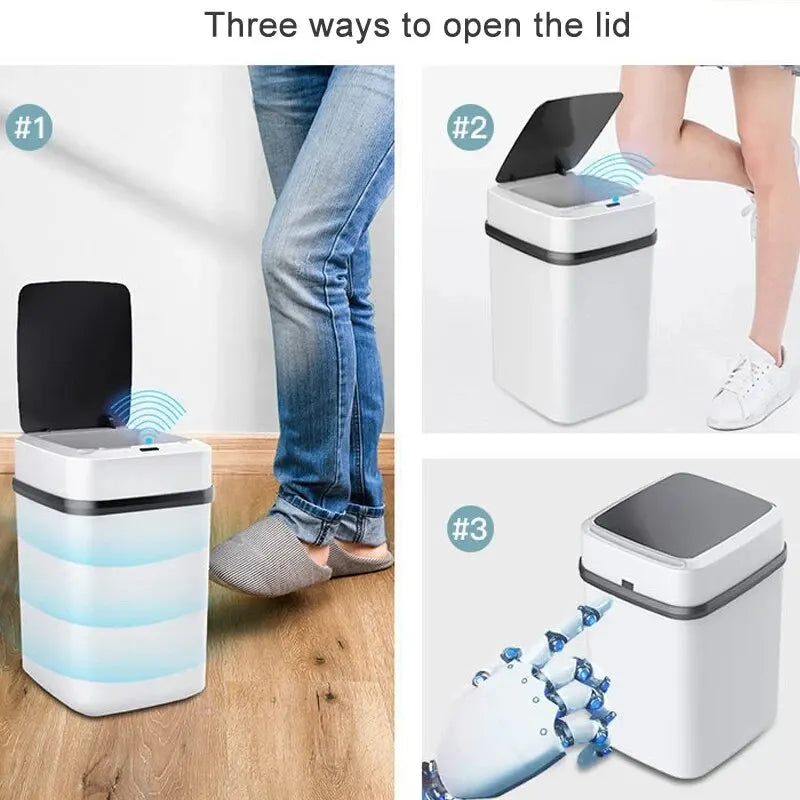 Kitchen Waste Bin 13L Bathroom Touch Trash Can for Toilet Smart Trash Can Waste Container Dustbin Smart Garbage Can Kitchen