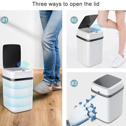 Kitchen Waste Bin 13L Bathroom Touch Trash Can for Toilet Smart Trash Can Waste Container Dustbin Smart Garbage Can Kitchen