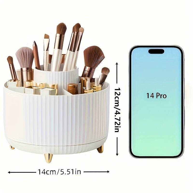 Skanto | GlamSpin – 360° Rotation Makeup & Desk Organizer with 5 Compartments