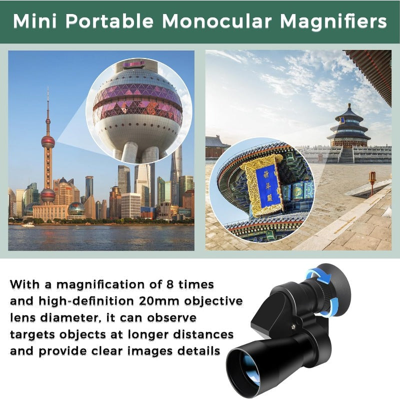 Compact 8x20 Pocket Monocular Bowlift