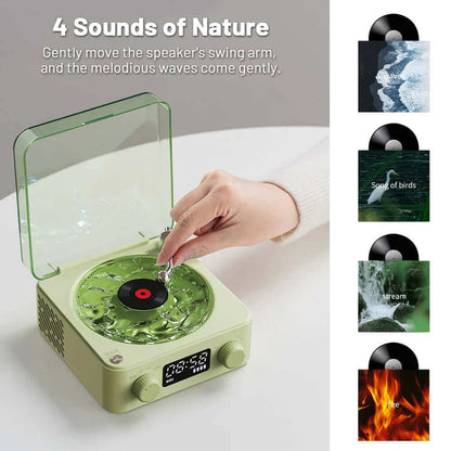 Retro Turntable Speaker Wireless Bluetooth 5.0 Vinyl Record Player Stereo Sound With White Noise RGB Projection Lamp Effect | Kalsten