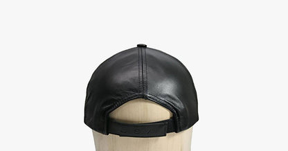 Black leather adjustable baseball cap | Skanto