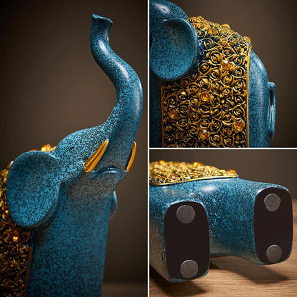 BowLift | Decorative Figures Elephants Set of 2 | Retro Design | Resin | 13x8x30 cm