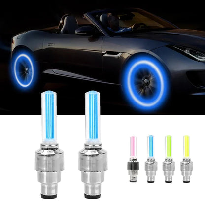 2 Pcs Car Wheel LED Light, Motorcycle Bike Tire Vale Cap Bowlift