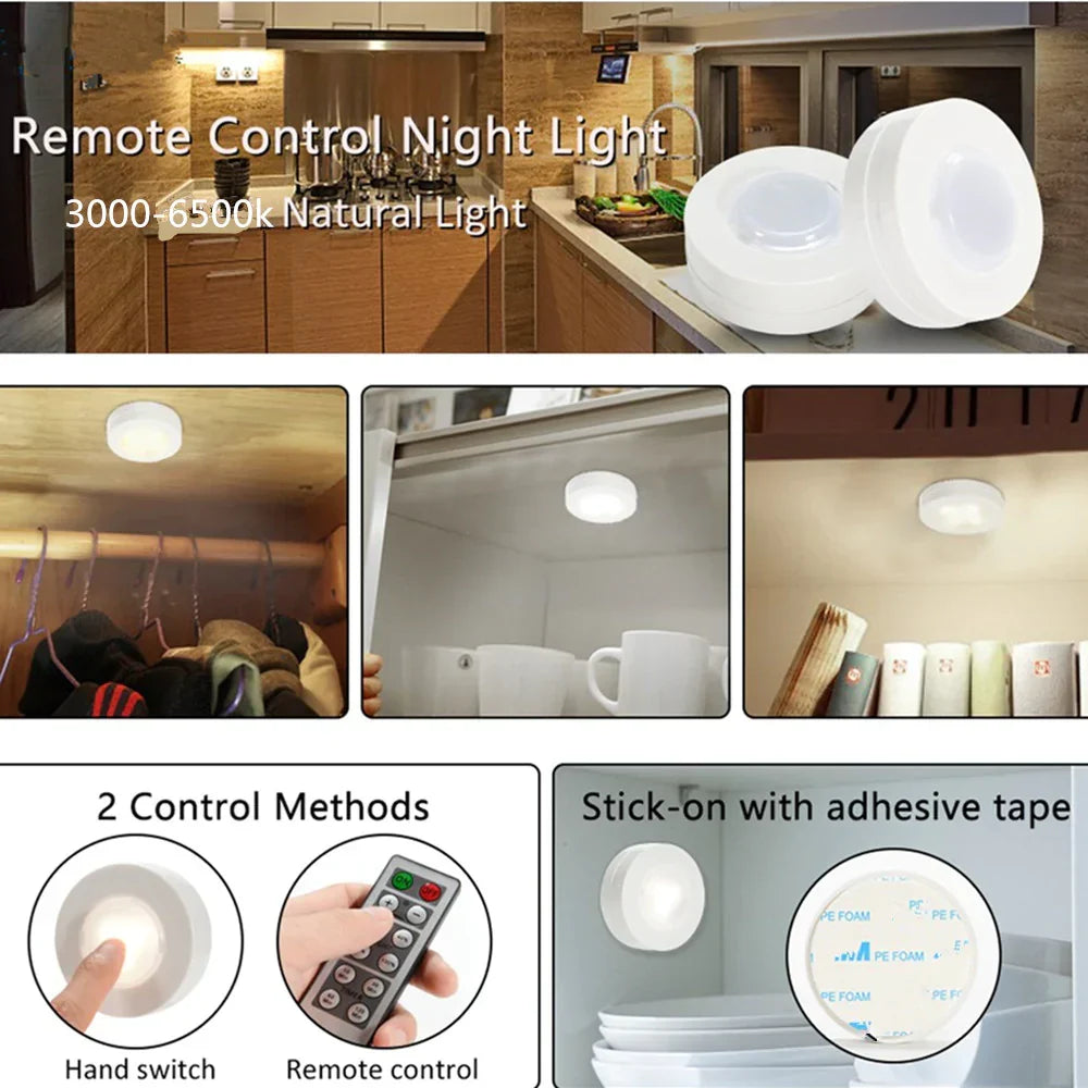 3 Pack Wireless LED Cabinet Lights with Remote Control Karnz