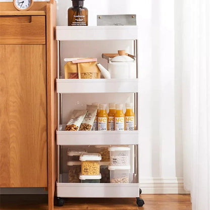 4-Tier Slim Storage Cart Kitchen Bathroom Mobile Shelf with Rolling Wheels Karnz
