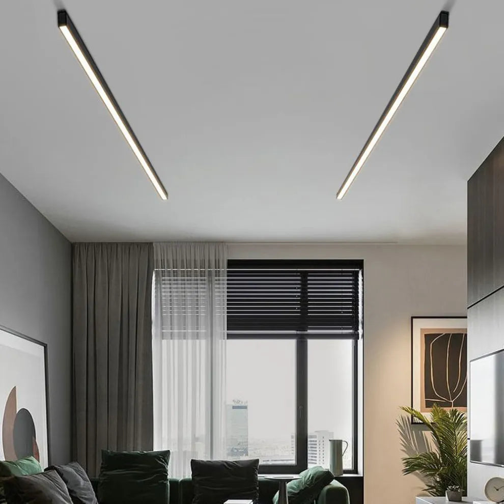 Skanto | Black Metal LED Linear Ceiling Lamp Minimalist Modern Design
