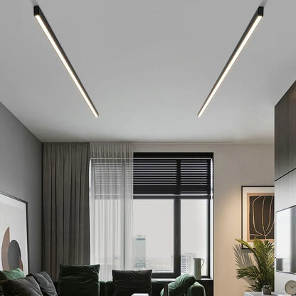 Skanto | Black Metal LED Linear Ceiling Lamp Minimalist Modern Design