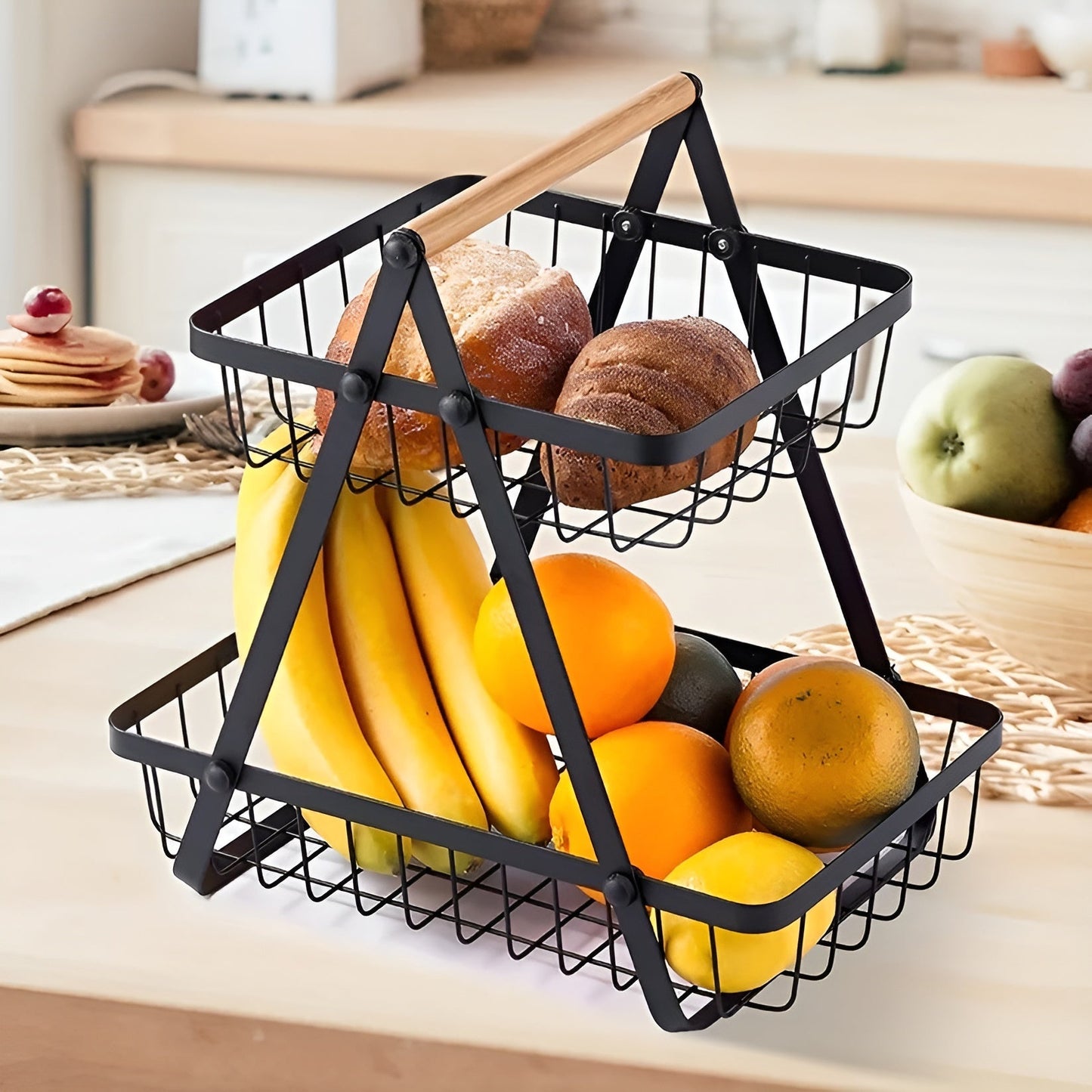 3-tiered fruit basket made of metal – space-saving and decorative | Ideal for kitchen & dining taBowlifte | Bowlift