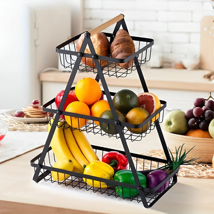 3-tiered fruit basket made of metal – space-saving and decorative | Ideal for kitchen & dining taBowlifte | Bowlift