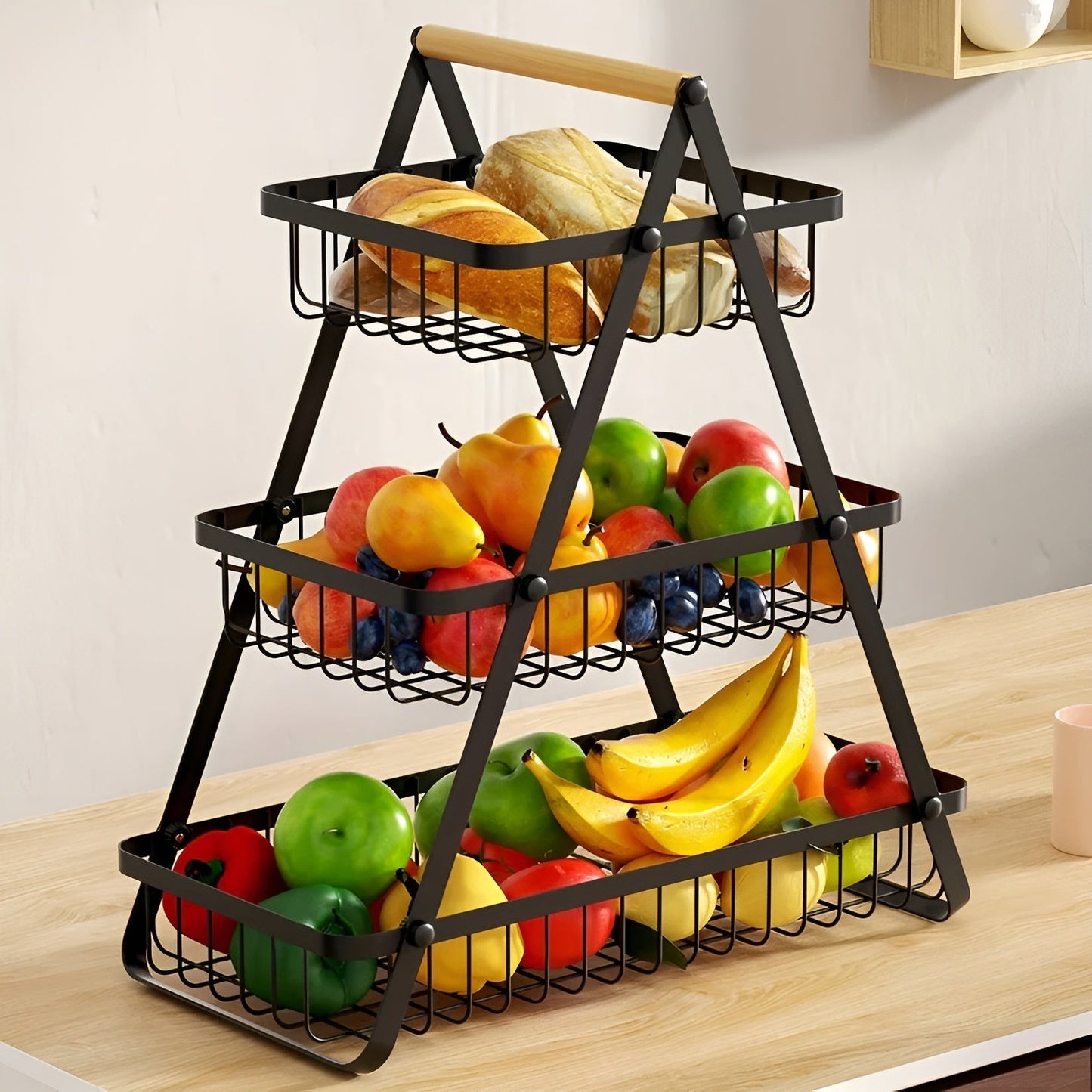 3-tiered fruit basket made of metal – space-saving and decorative | Ideal for kitchen & dining taBowlifte | Bowlift