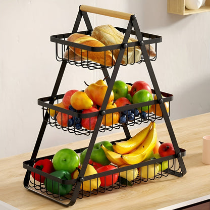 3-tiered fruit basket made of metal – space-saving and decorative | Ideal for kitchen & dining taBowlifte | Bowlift