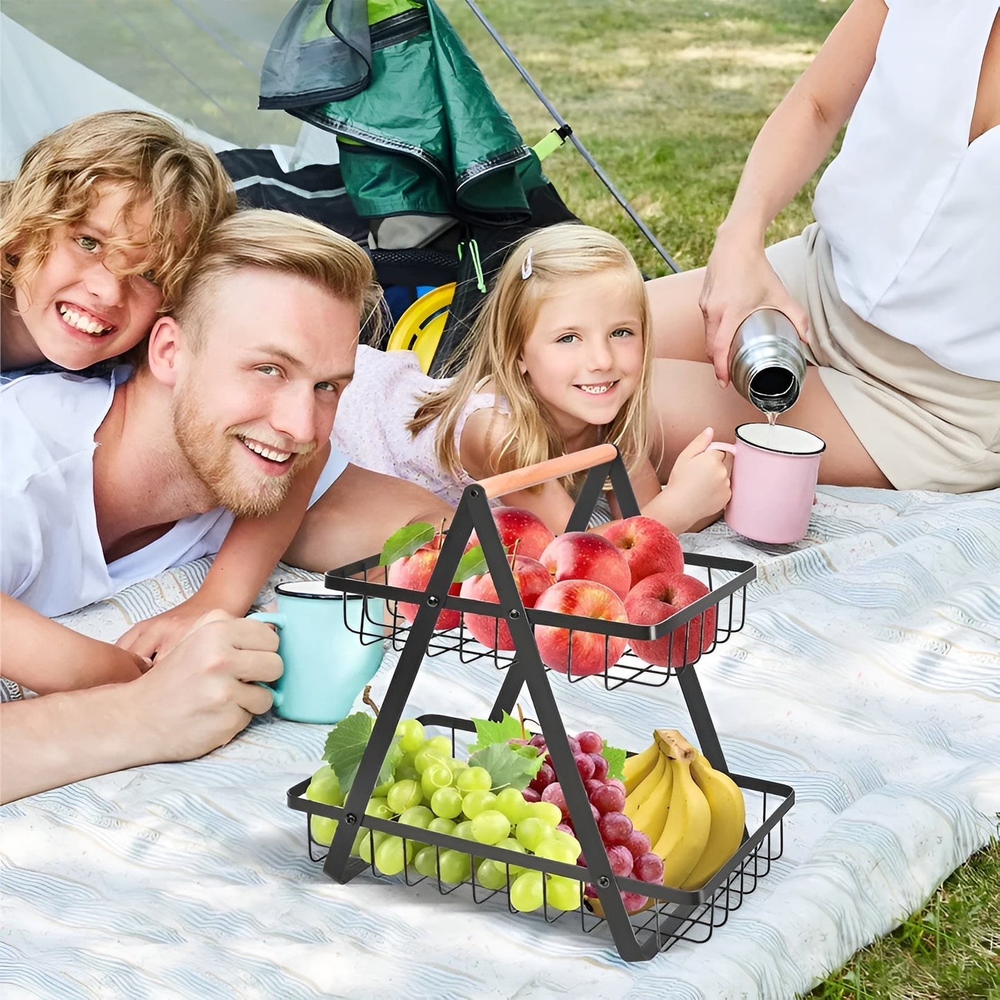 3-tiered fruit basket made of metal – space-saving and decorative | Ideal for kitchen & dining taBowlifte | Bowlift