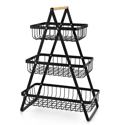 3-tiered fruit basket made of metal – space-saving and decorative | Ideal for kitchen & dining taBowlifte | Bowlift