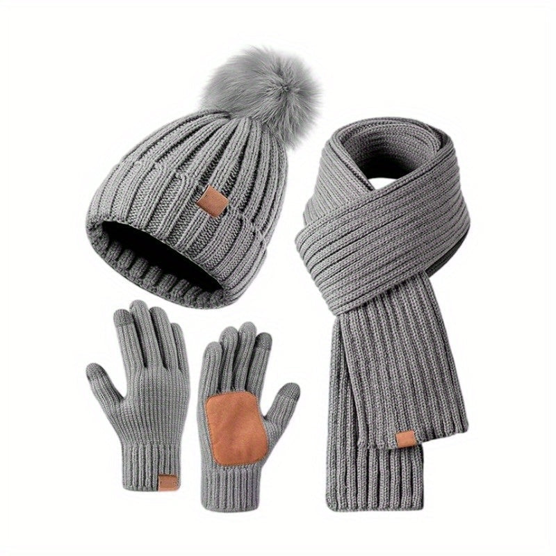 Skanto | WinterWarm 3-in-1 Set – Hat, Scarf, and Touchscreen Gloves