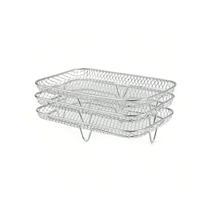 3-Tier Stainless Steel Air Fryer Rack Universal Stackable Accessory | Bowlift