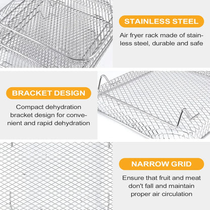 3-Tier Stainless Steel Air Fryer Rack Universal Stackable Accessory | Bowlift