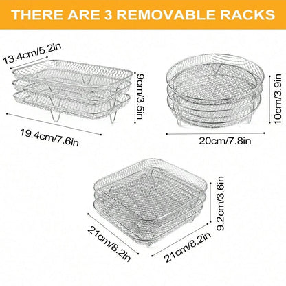 3-Tier Stainless Steel Air Fryer Rack Universal Stackable Accessory | Bowlift
