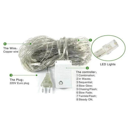 Skanto | Christmas LED Lights Outdoor Waterproof Fishtnet Lights Full of Stars Coated Holiday Lights Wedding Inn Decorative Lights