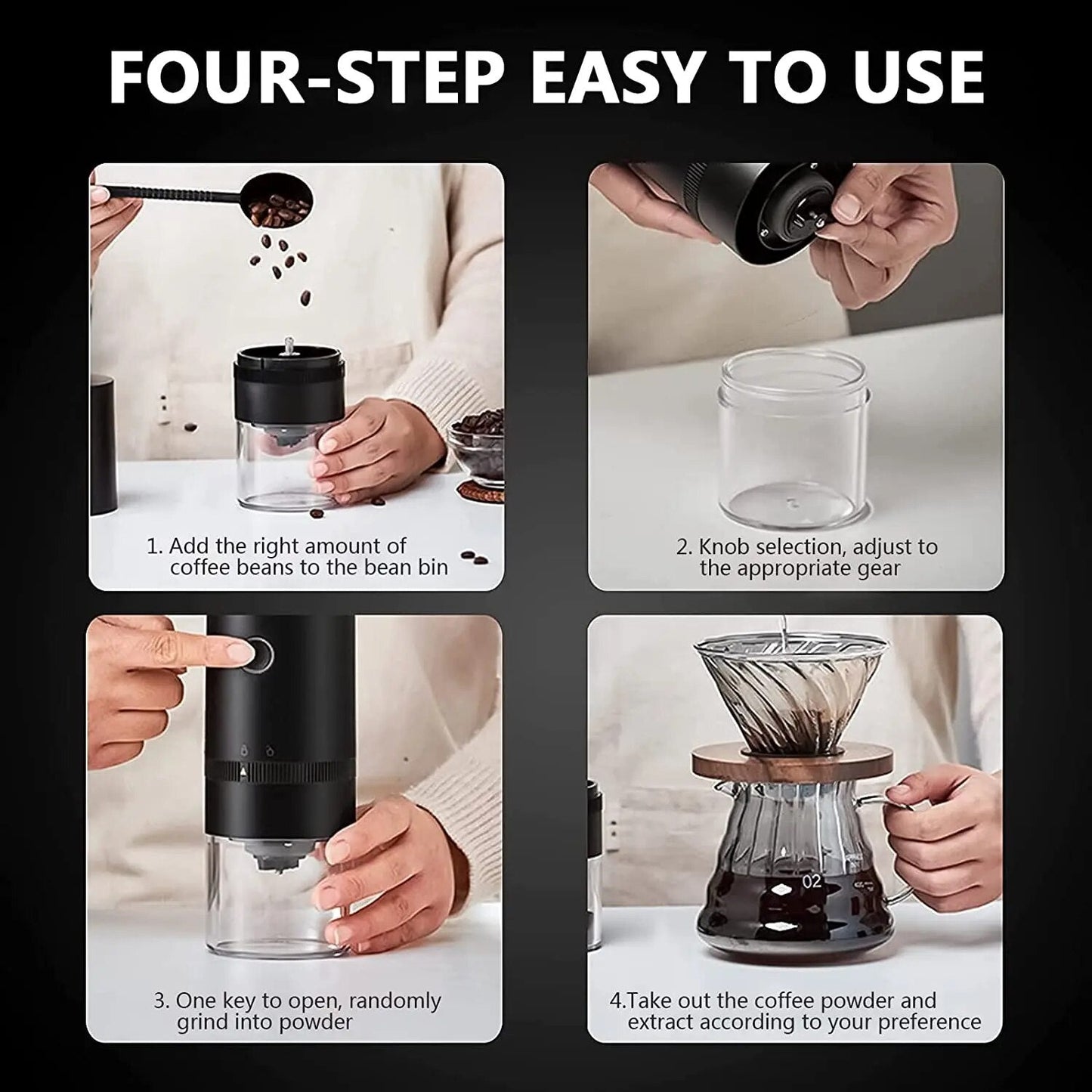 Skanto | Portable Electric Coffee Grinder with USB Type-C Charging & Ceramic Grinder