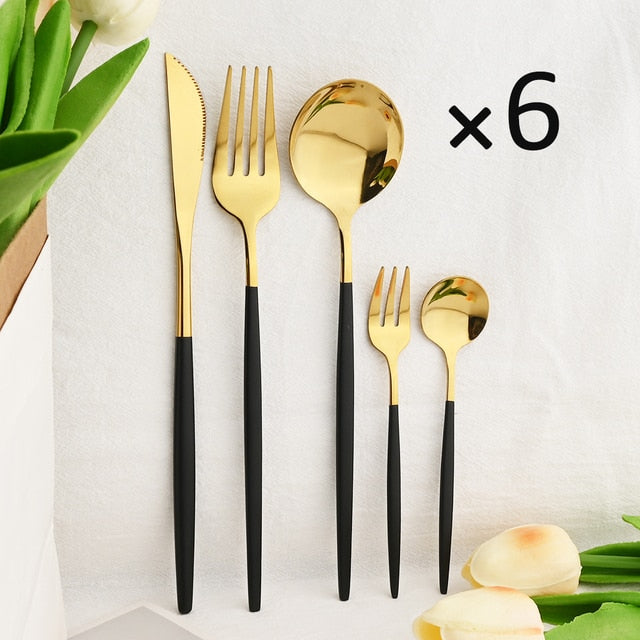 30Pcs Dinnerware Set Flatware Cutlery Set Stainless Steel Tableware | Bowlift