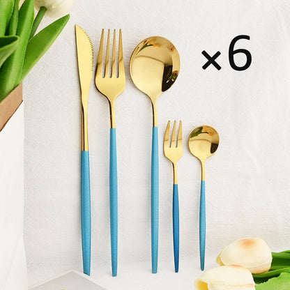 30Pcs Dinnerware Set Flatware Cutlery Set Stainless Steel Tableware | Bowlift
