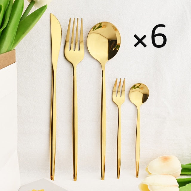 30Pcs Dinnerware Set Flatware Cutlery Set Stainless Steel Tableware | Bowlift
