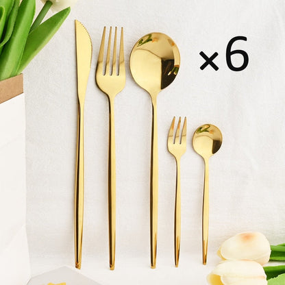 30Pcs Dinnerware Set Flatware Cutlery Set Stainless Steel Tableware | Bowlift